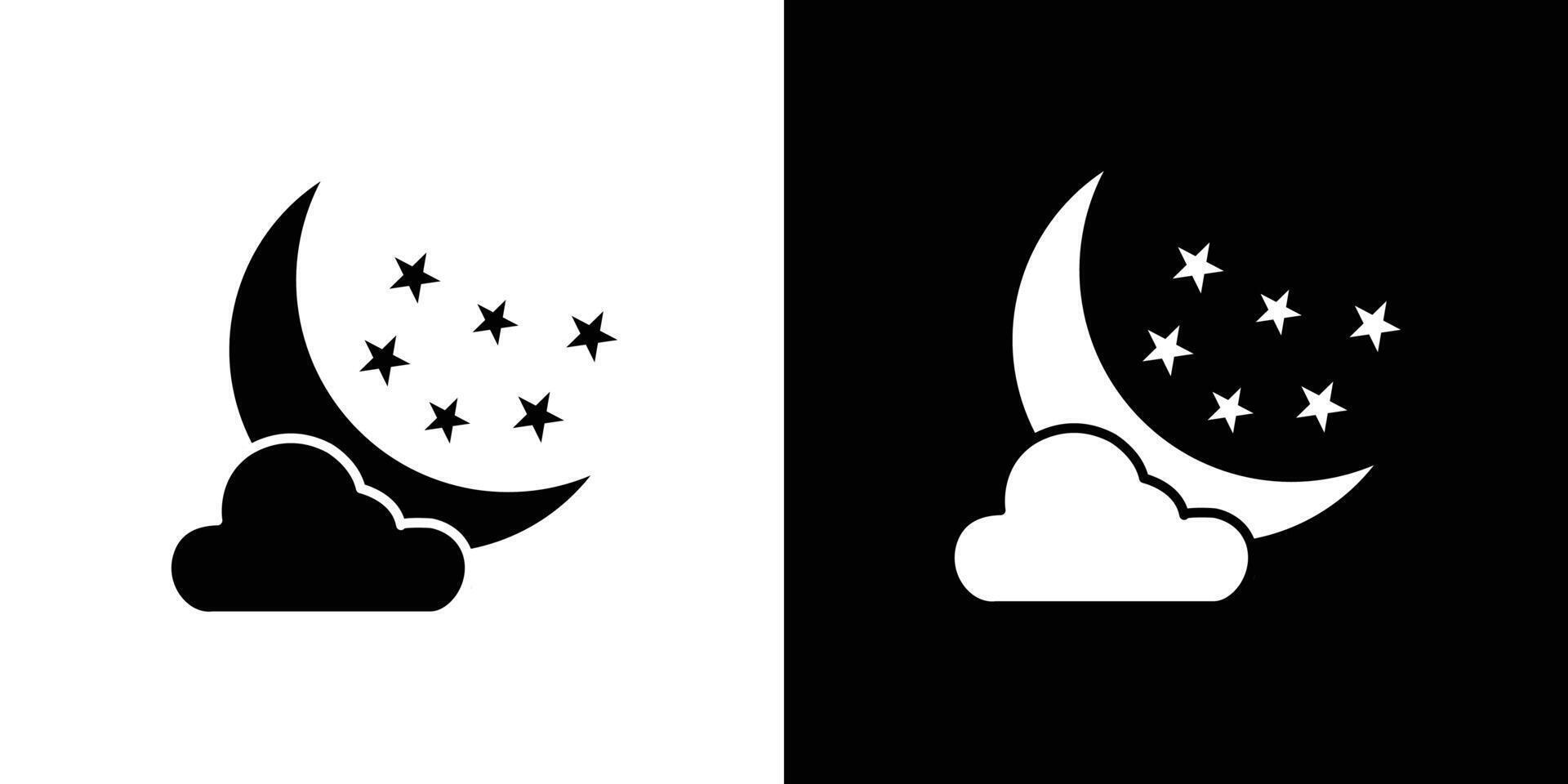 Night icon Isolated flat in outline vector