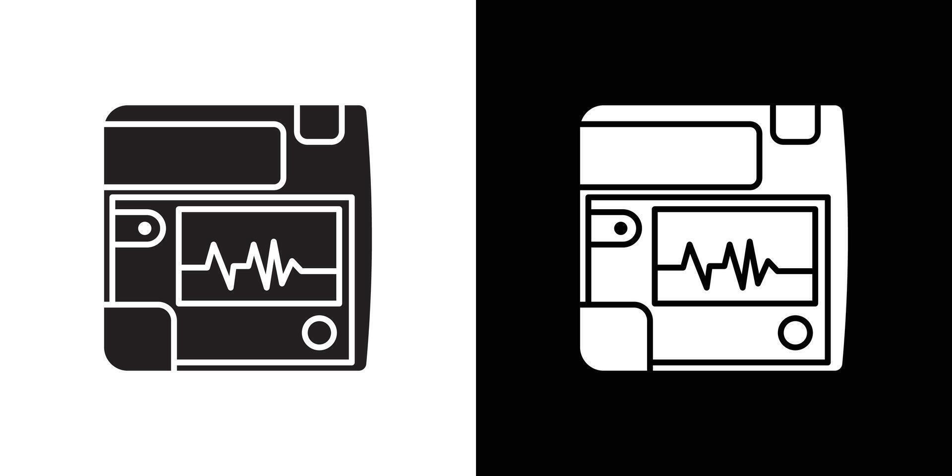 Rescue defibrillator icon Thin line flat illustration vector