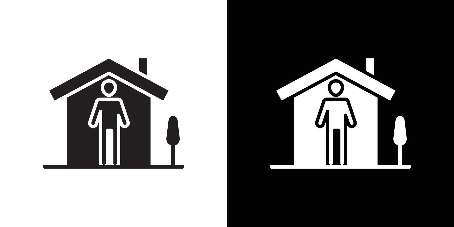 Stay home icon Thin line flat illustration vector