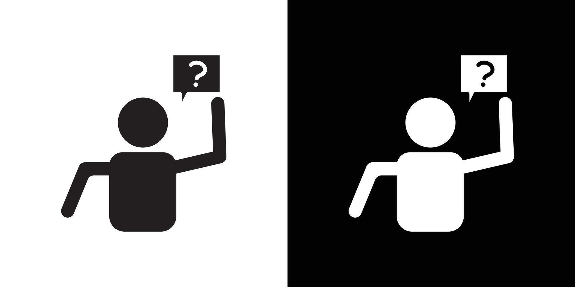 Person asking question icon Thin line flat illustration vector