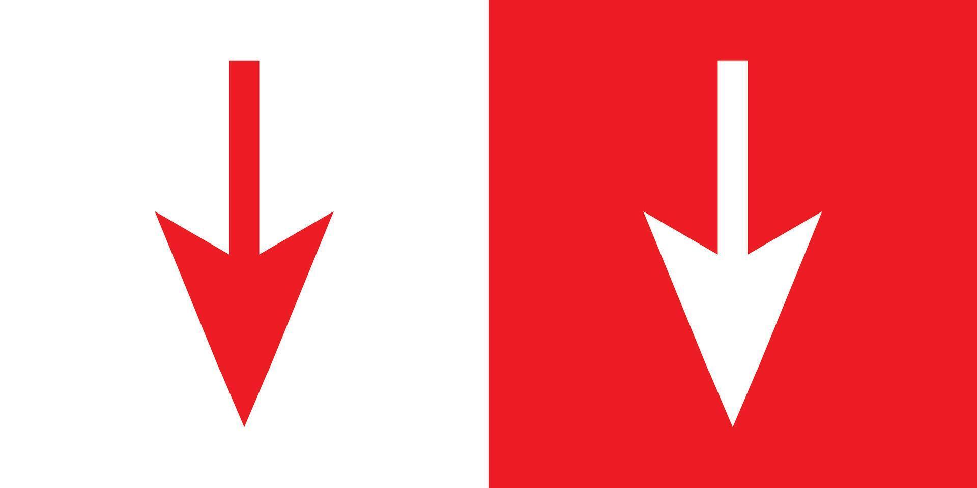 red Down arrow icon Thin line flat illustration vector
