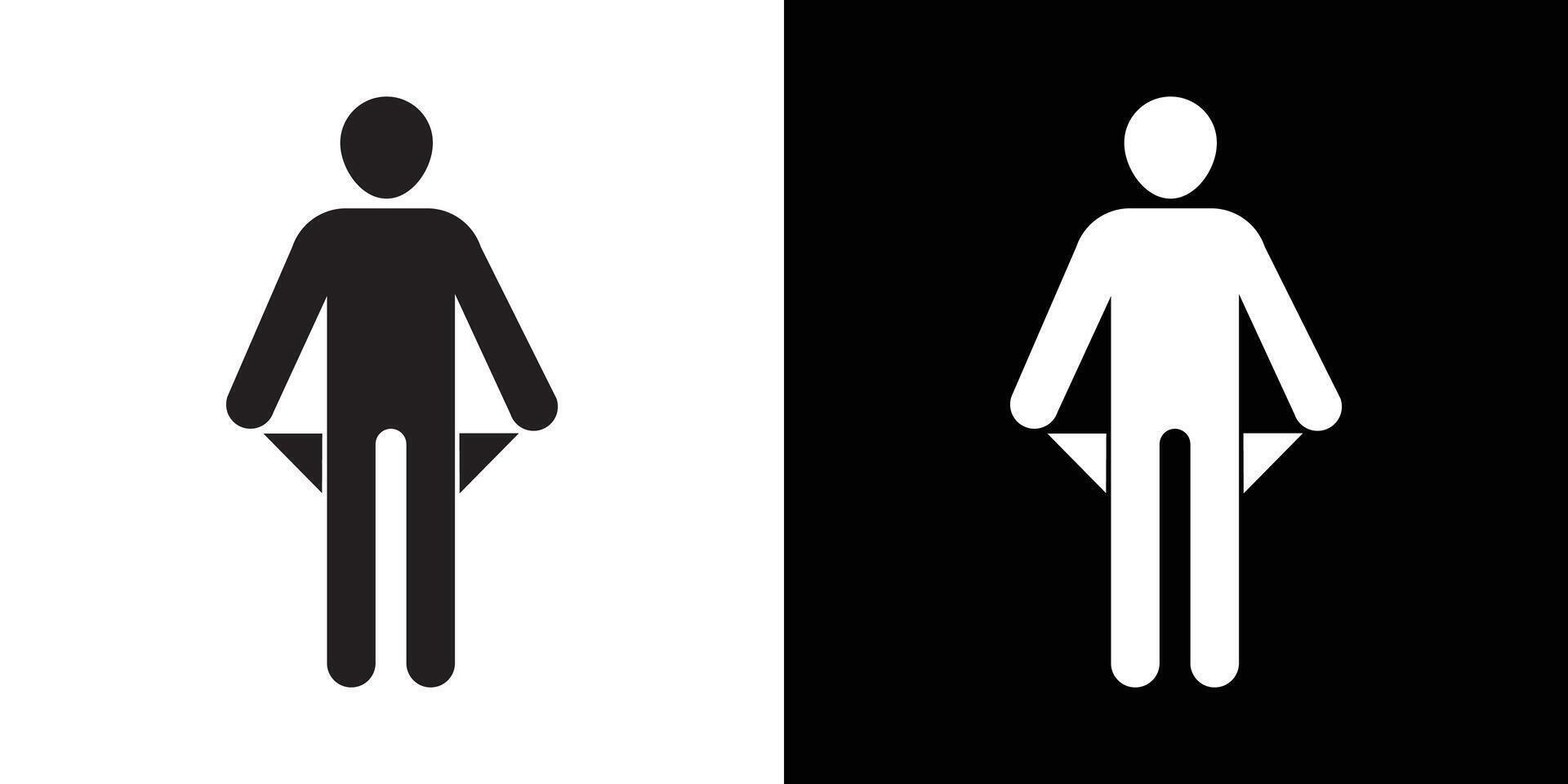 poor person empty pockets icon Thin line flat illustration vector