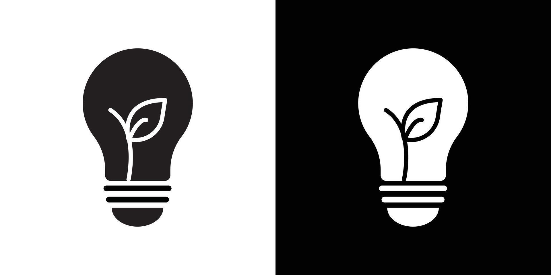 Eco light bulb icon Thin line flat illustration vector
