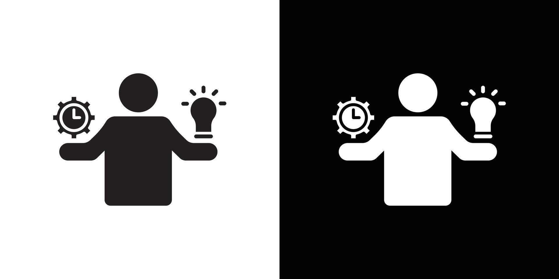 Productive man icon Thin line flat illustration vector