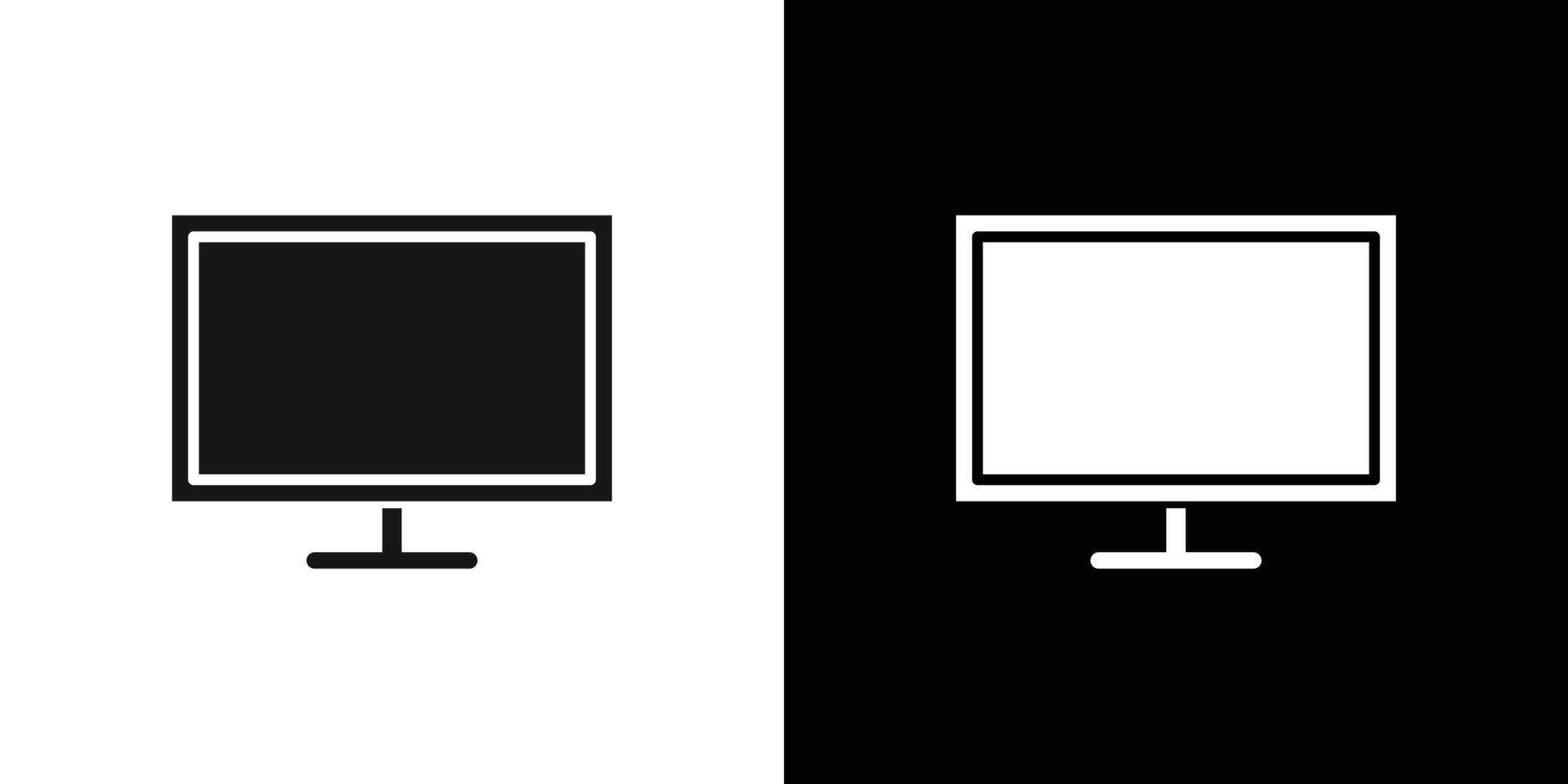 Computer monitor icon Thin line flat illustration vector