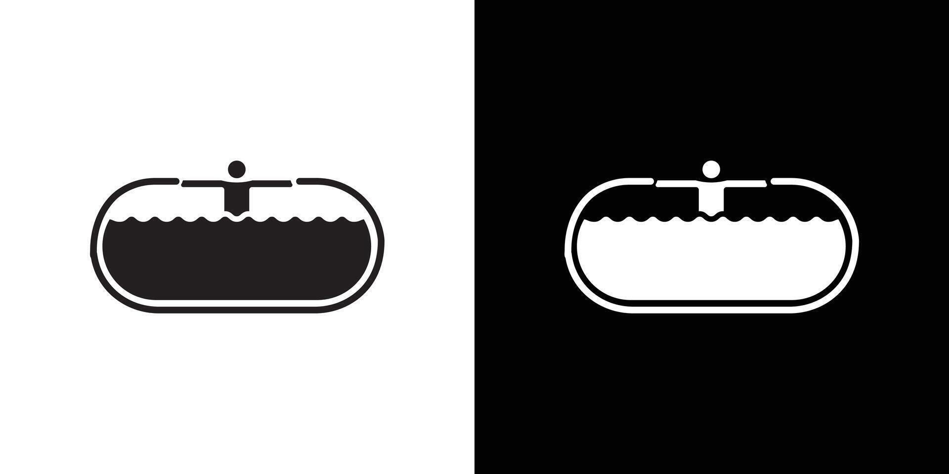 Man relaxing in jacuzzi icon Thin line flat illustration vector