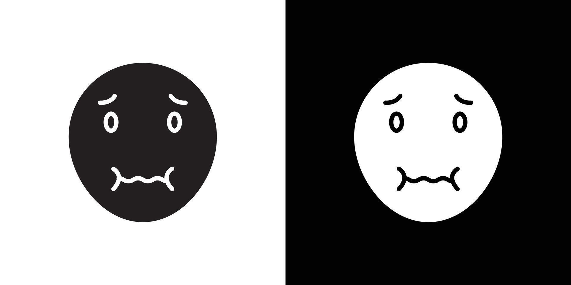 Nauseated emoji icon Thin line flat illustration vector