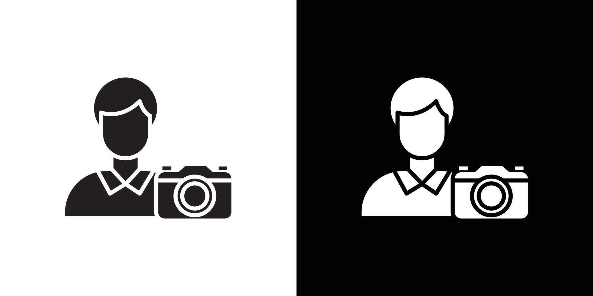 Cameraman icon Thin line flat illustration vector