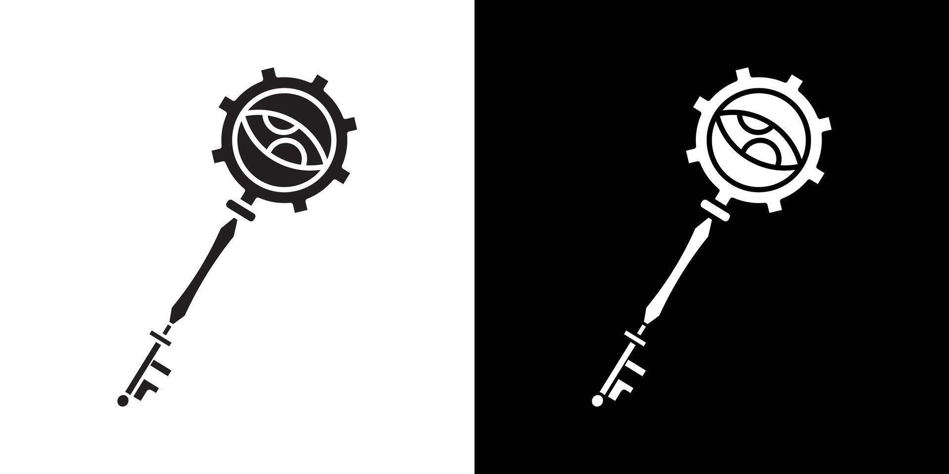 Magic Key icon Thin line flat illustration vector