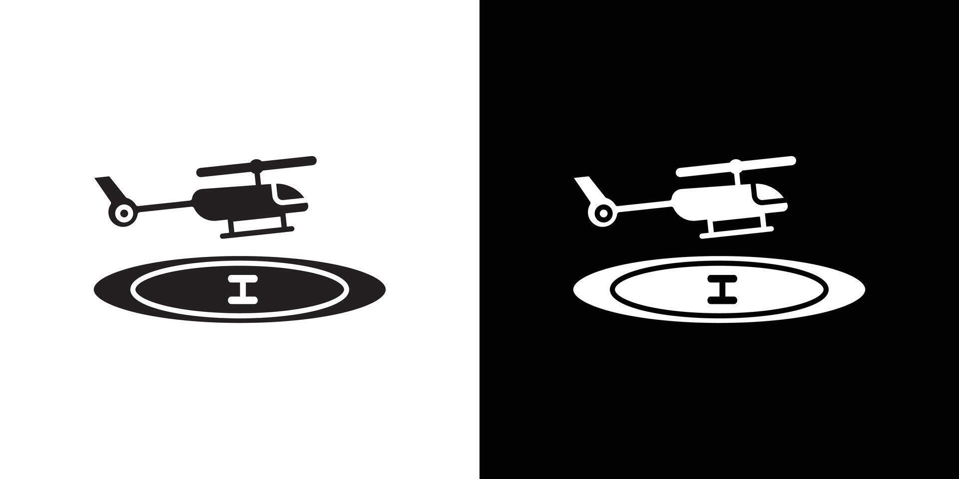 helicopter helipad icon Thin line flat illustration vector