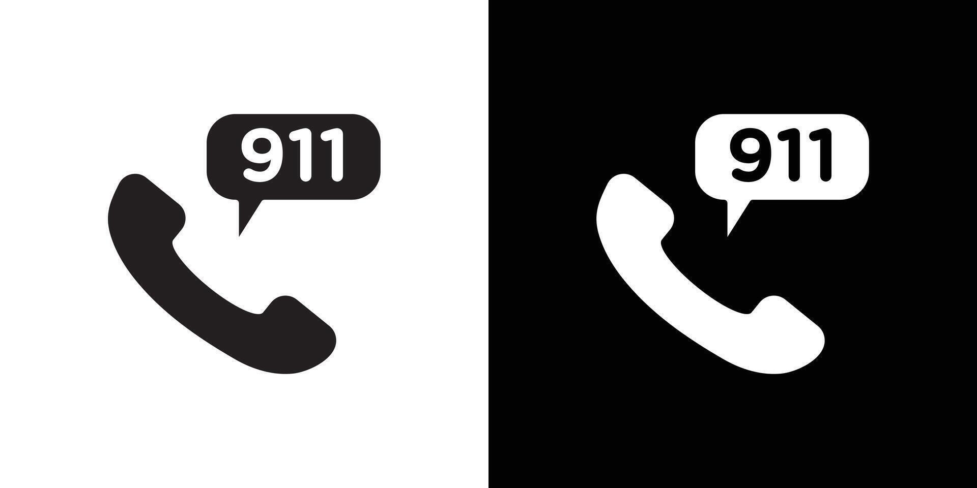 Call 911 phone number icon Thin line flat illustration vector