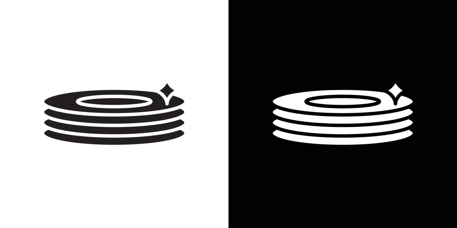 Clean stack plates icon Thin line flat illustration vector