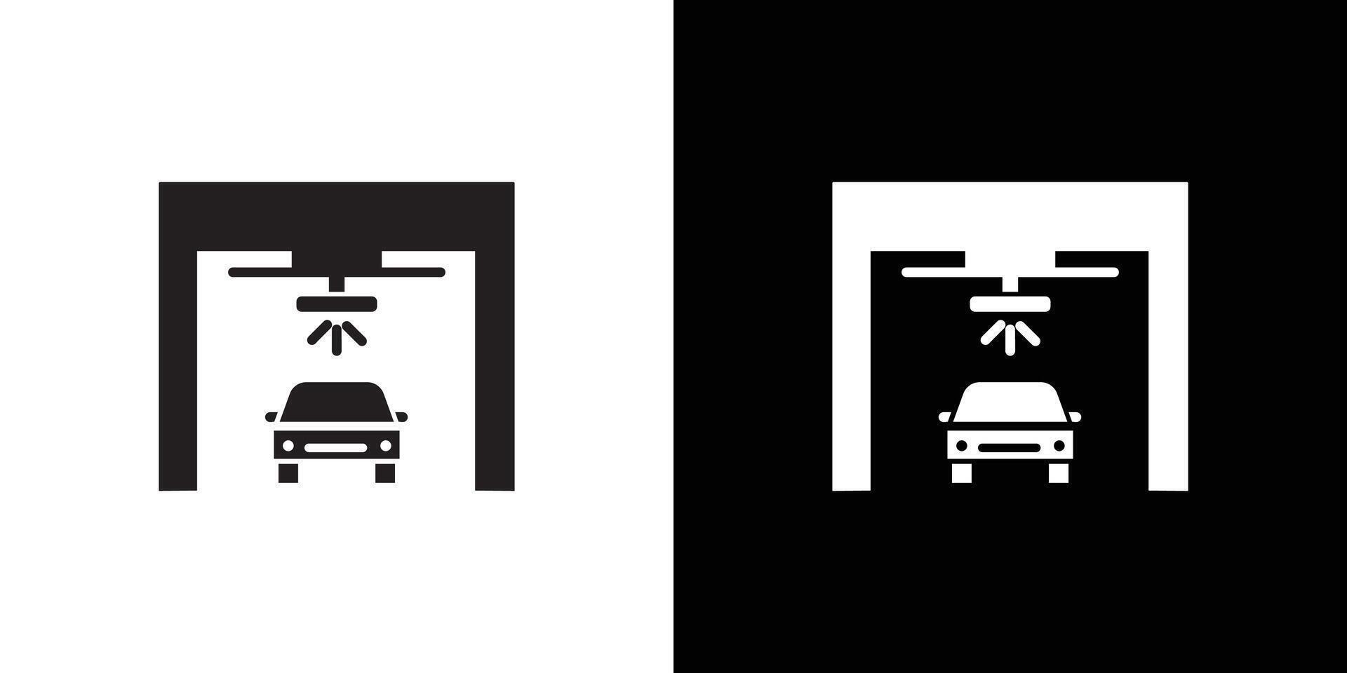 Car wash shop icon Thin line flat illustration vector