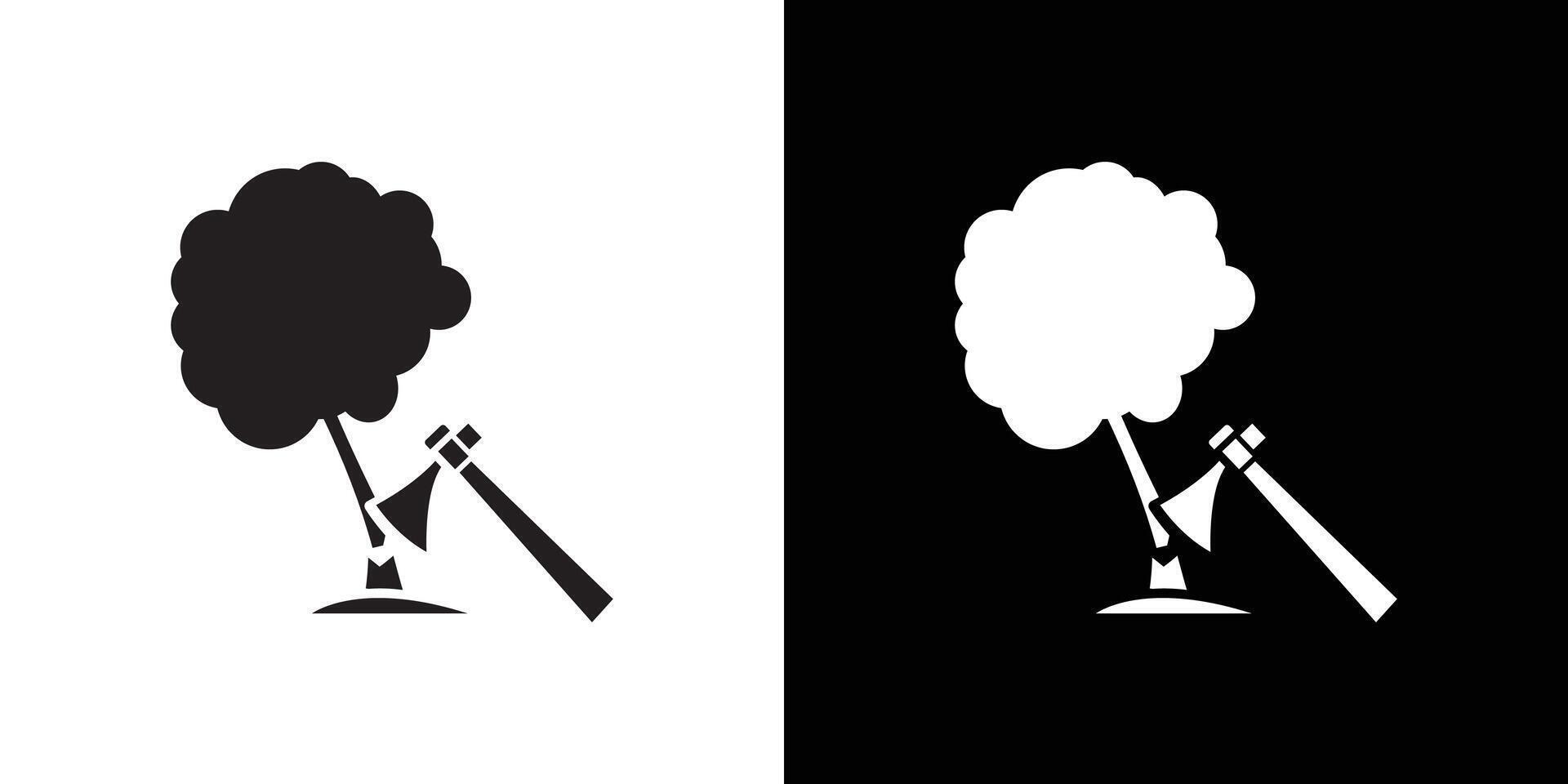 Destruction of forests icon Thin line flat illustration vector