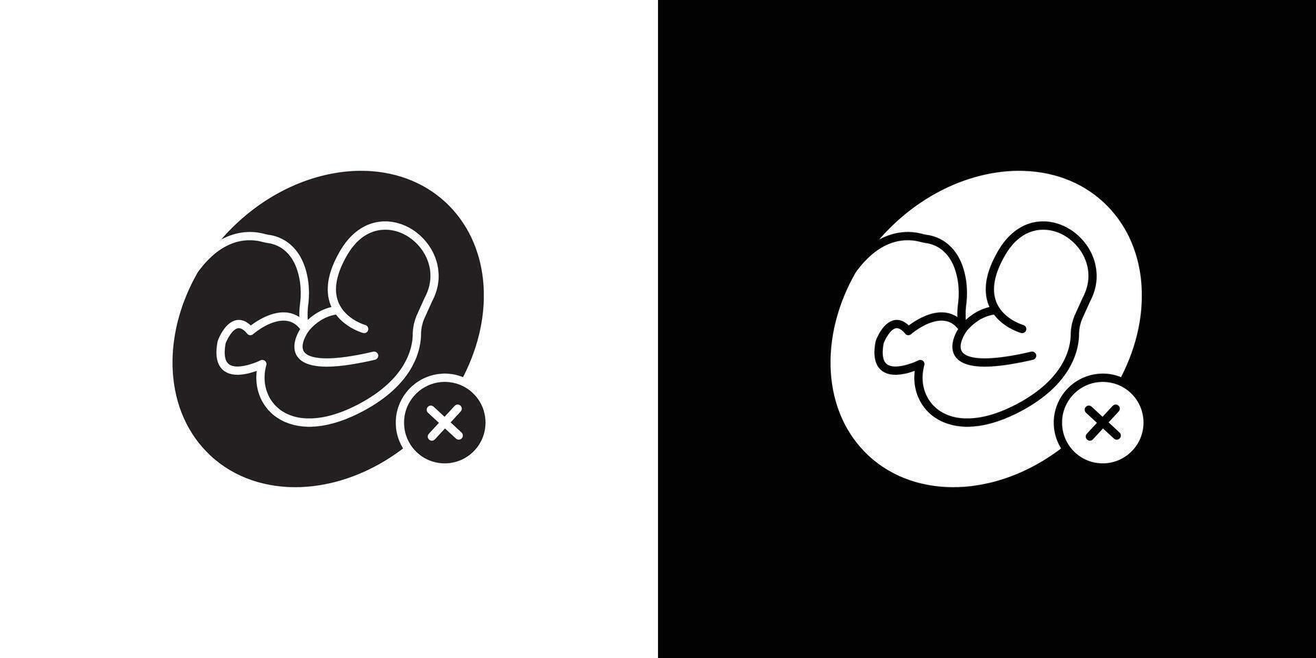 Abortion of fetus icon Thin line flat illustration vector