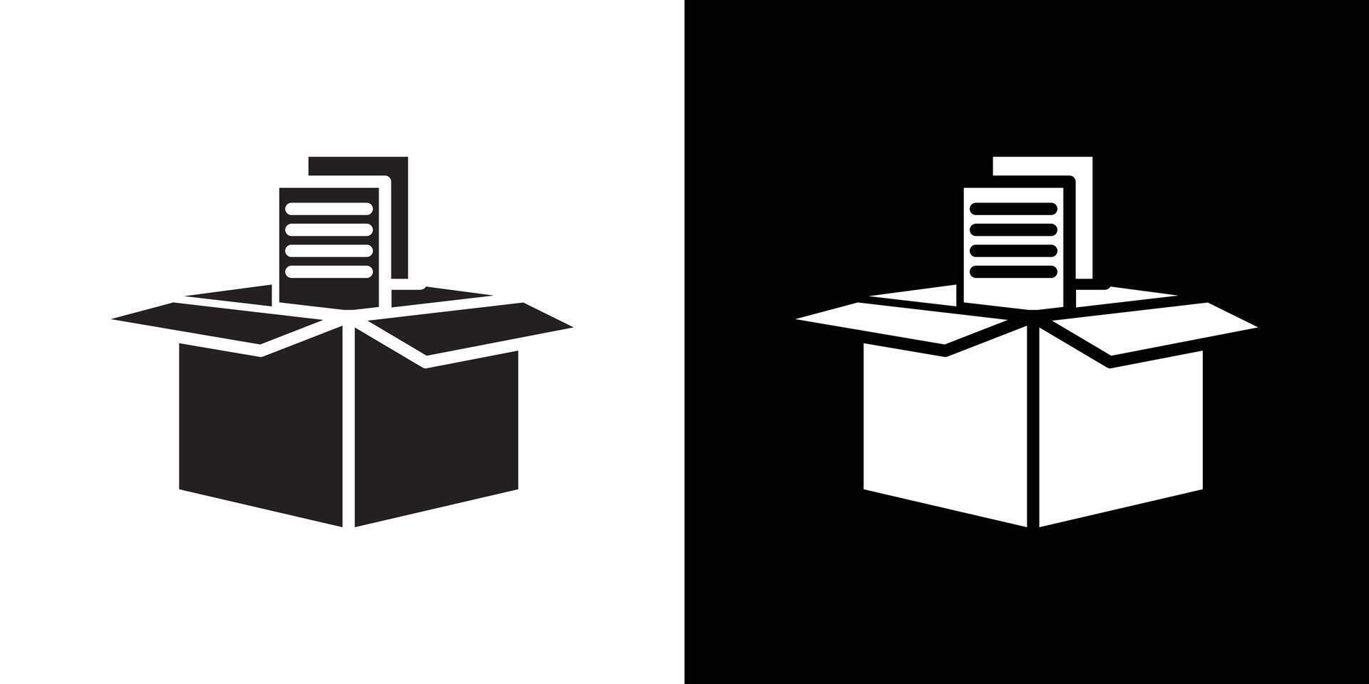 Archival box with documents icon Thin line flat illustration vector
