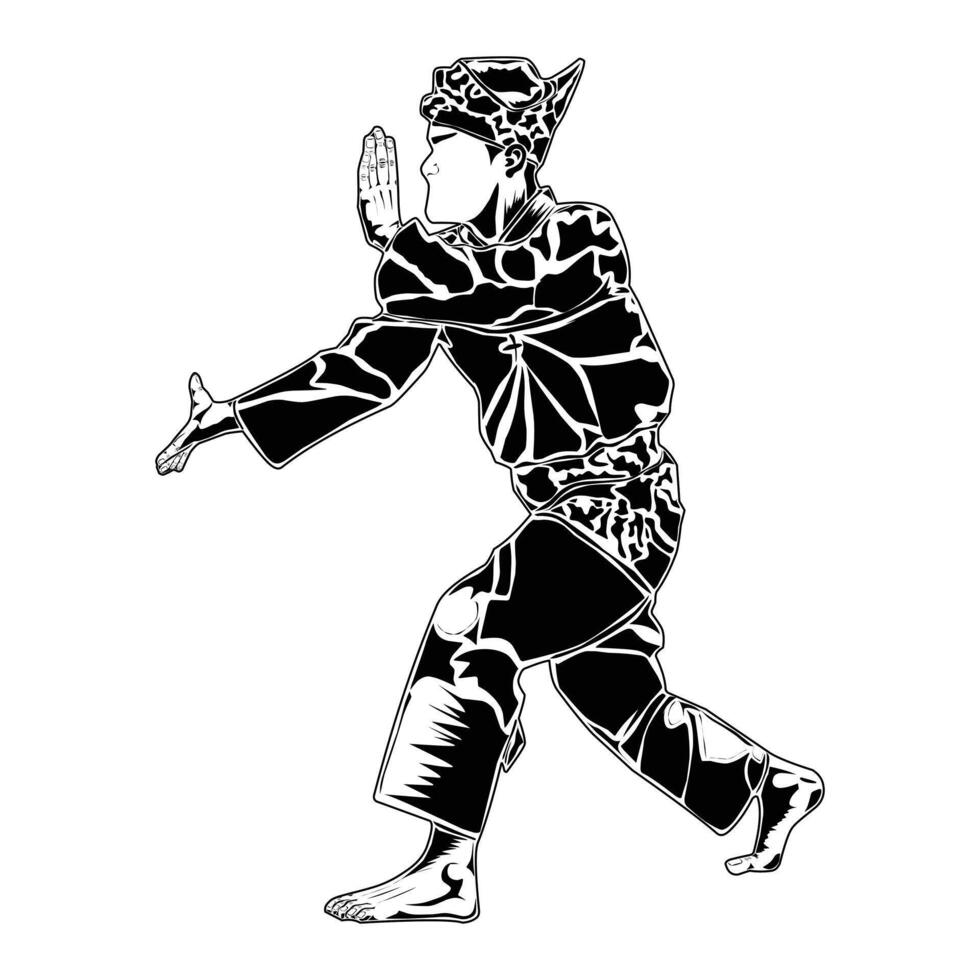 standing posture movements in pencak silat martial arts vector