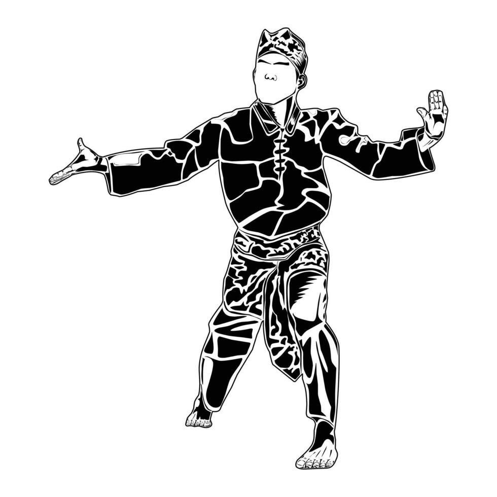 stance movements to attack in pencak silat martial arts vector