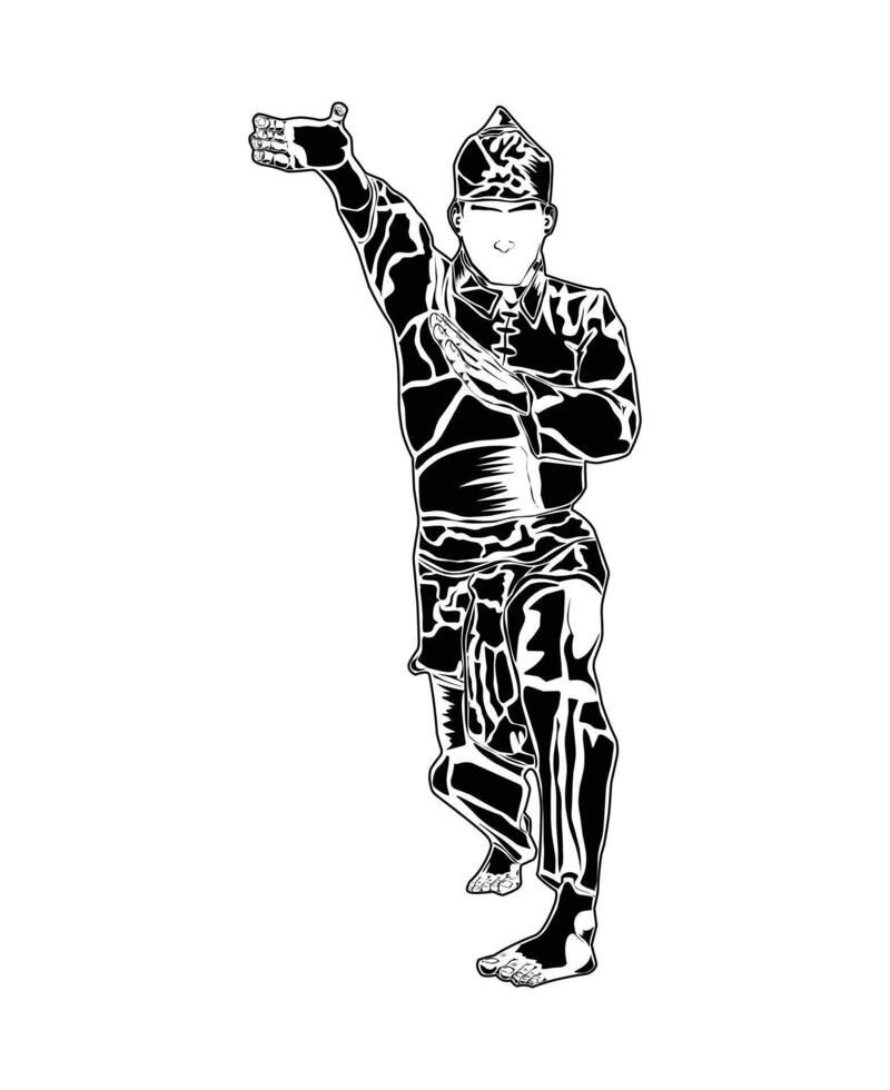 strangulation stance in pencak silat martial arts vector
