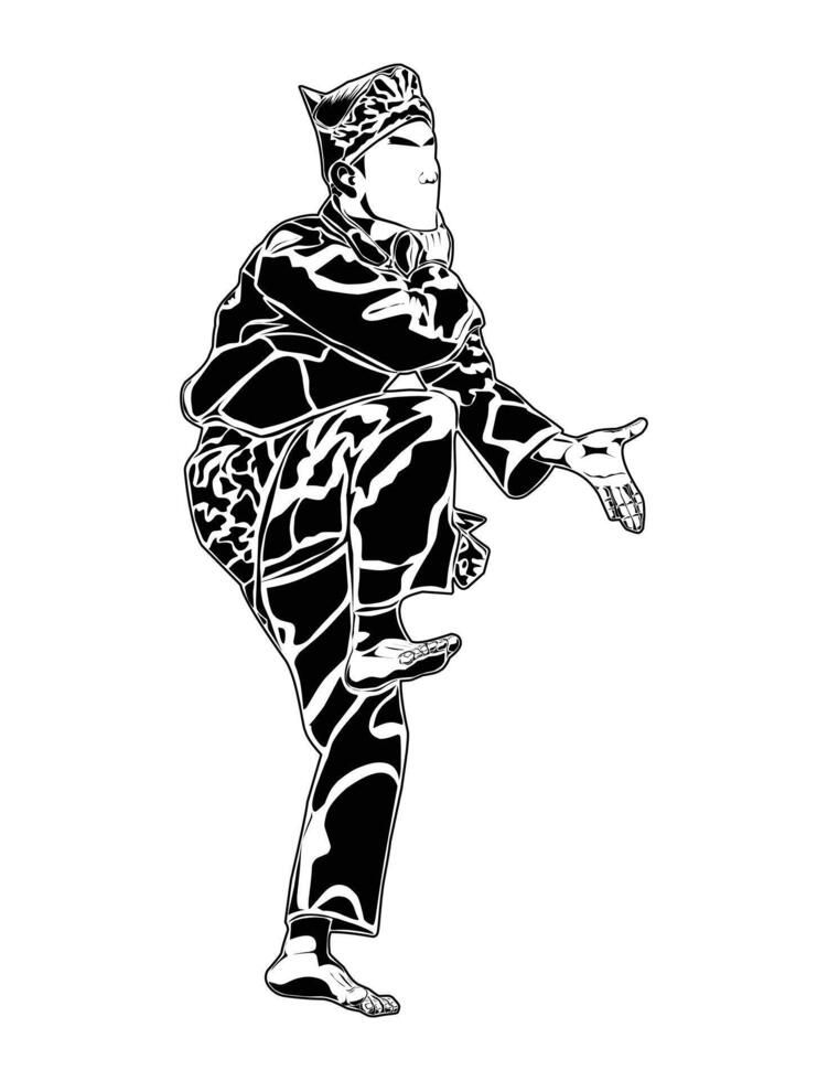 move your legs up and hands down while maintaining pencak silat martial arts vector