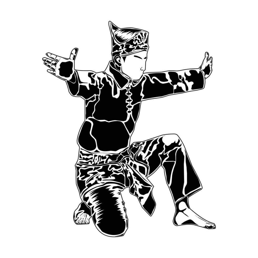 one of the styles of respectful greetings offered in pencak silat martial arts vector