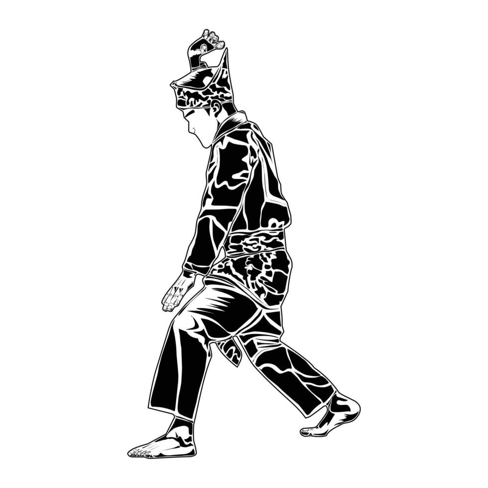 Image of one of the stances in pencak silat vector