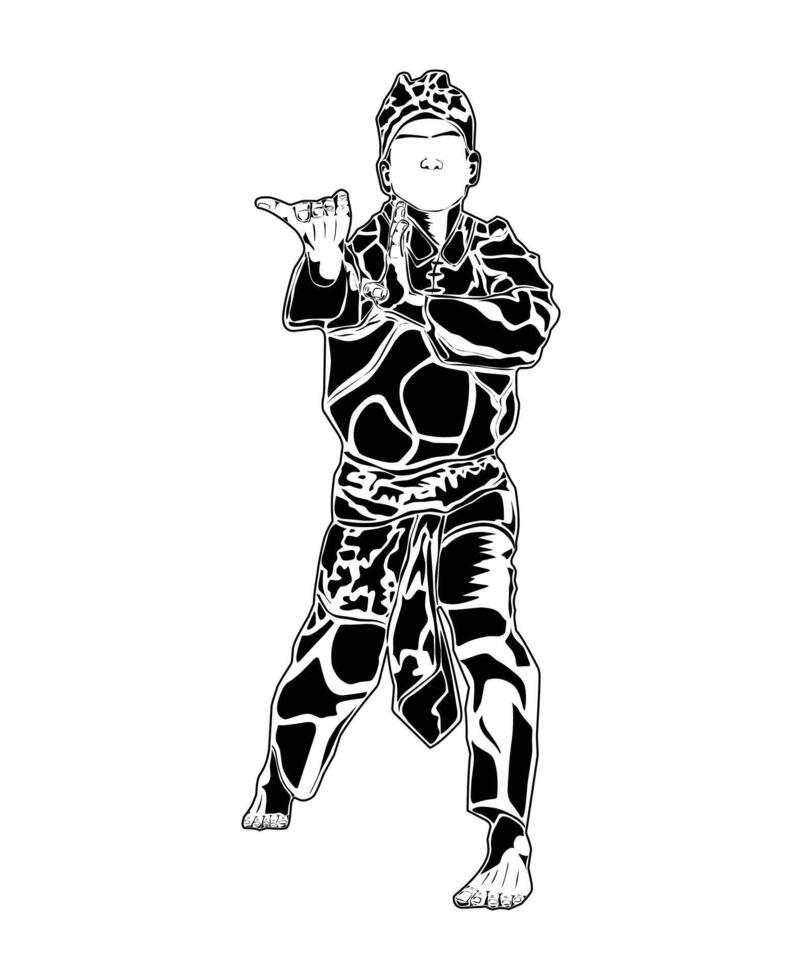 standing posture movements to attack in pencak silat martial arts vector