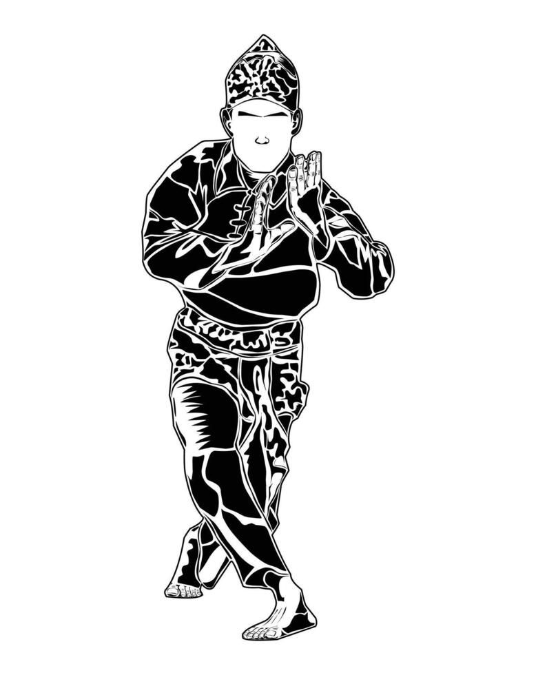 standing posture movement to see the opponent's gap and attack in pencak silat martial arts vector