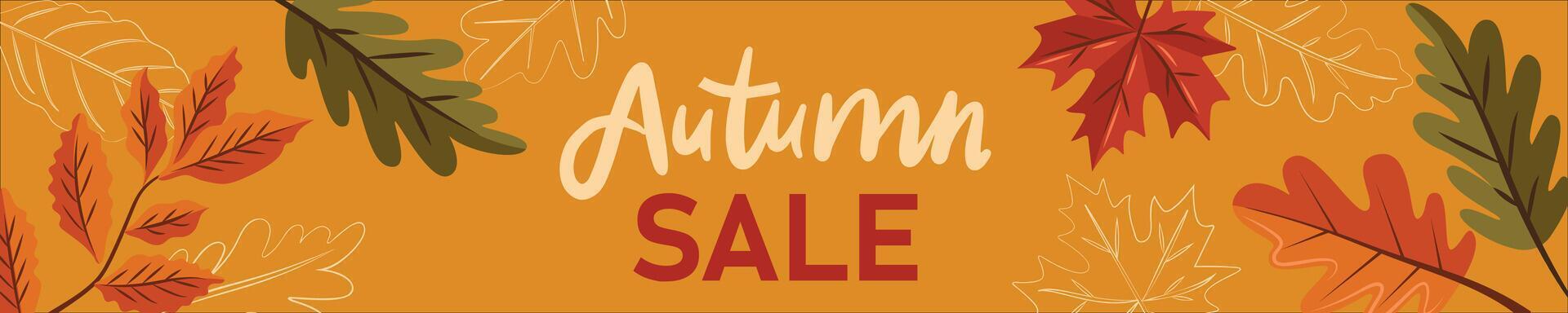 A banner for an Autumn Sale with leaves and the words Autumn Sale. vector