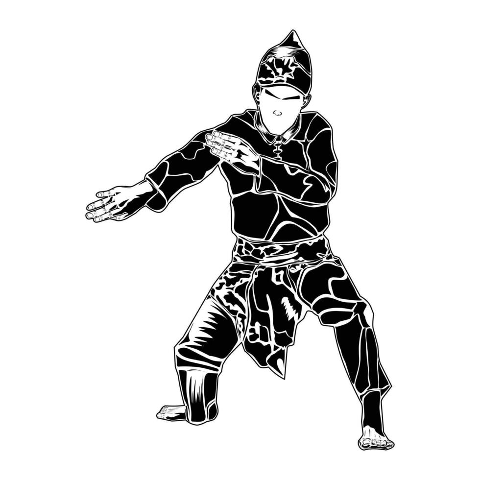 side parry movement in pencak silat martial arts vector