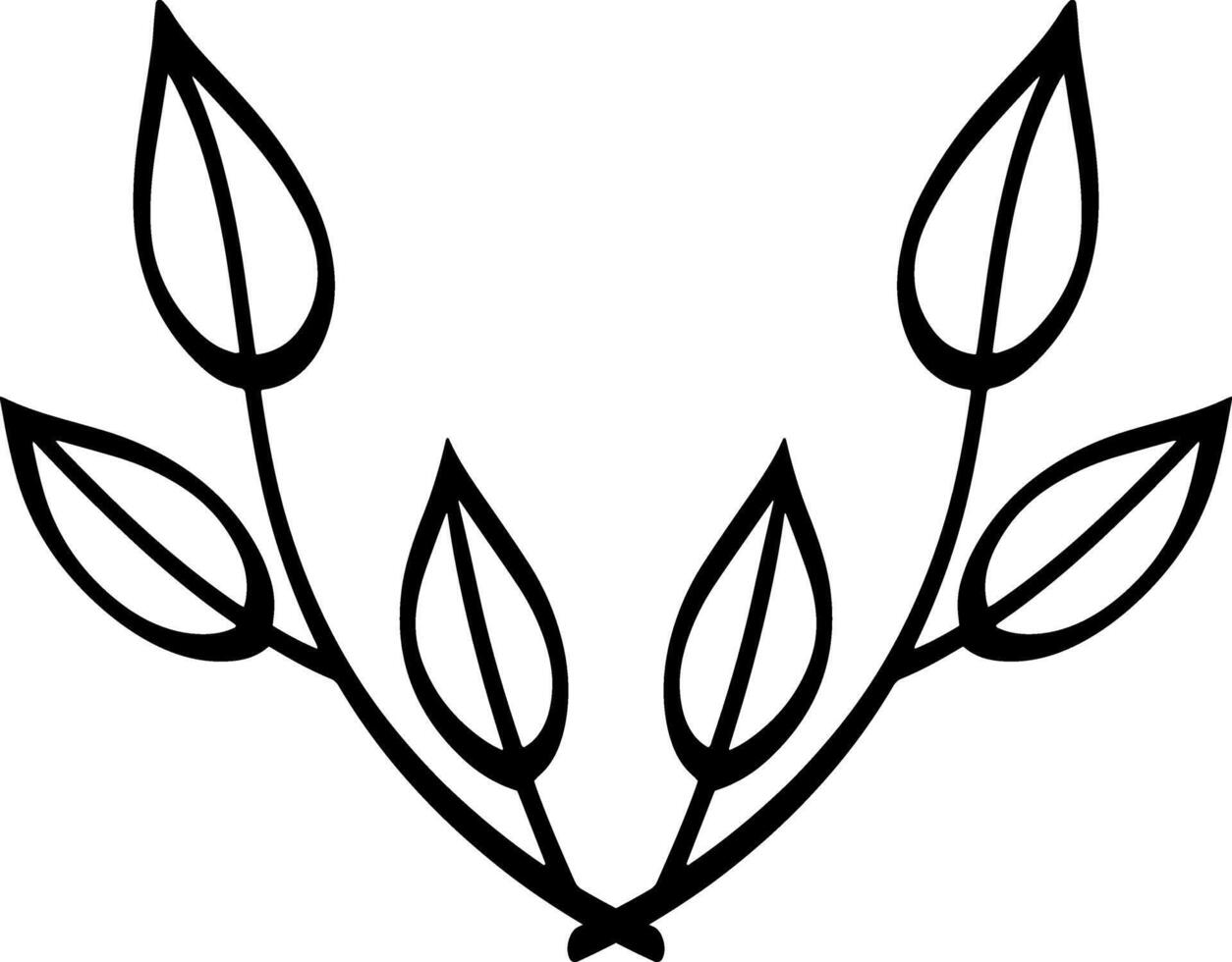 Doodle wreath leaf icon Sketch border clipart vector