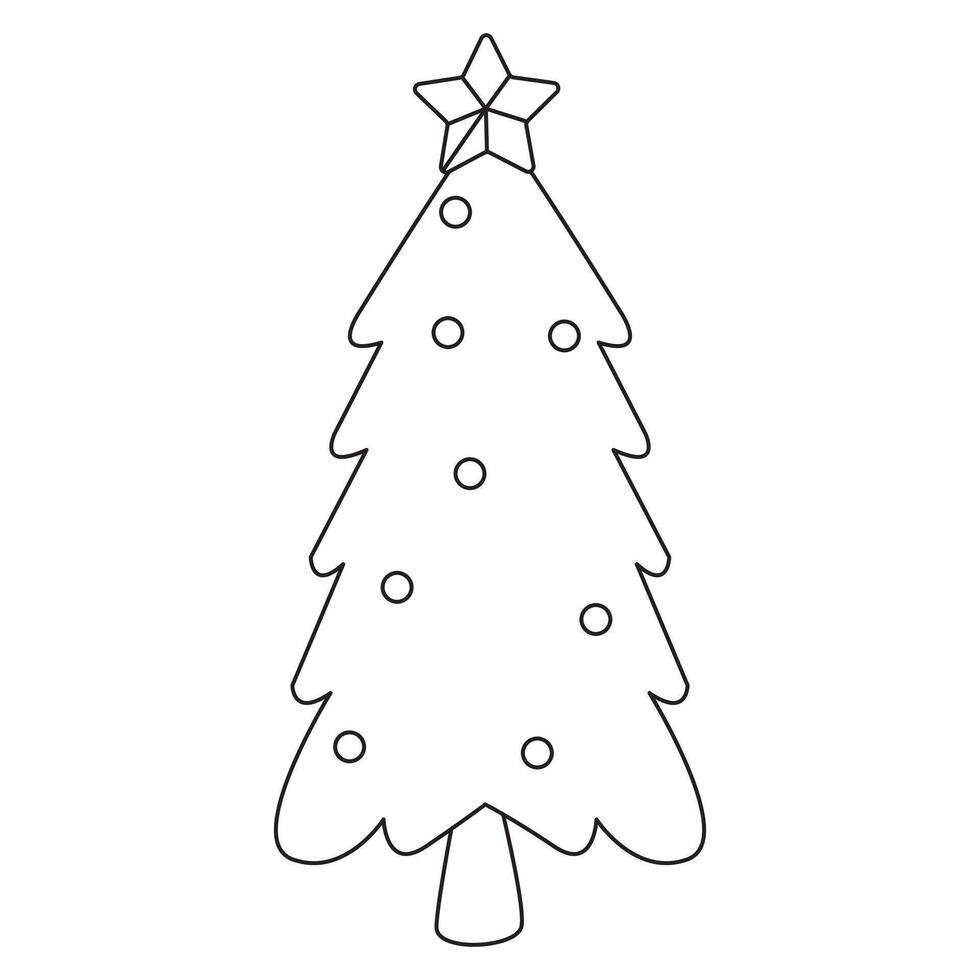 Christmas tree coloring pages vector
