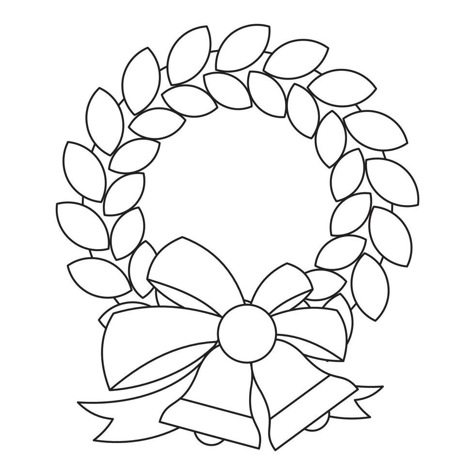 A christmas wreath with a bow and ribbon vector
