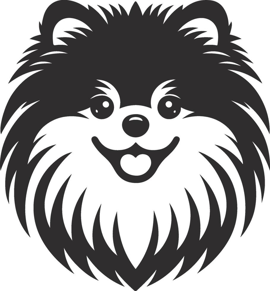 A black and white pomeranian dog head vector