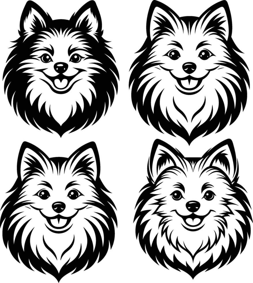 Four dog heads with different expressions vector