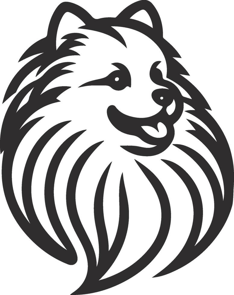 A black and white dog head with a smile vector