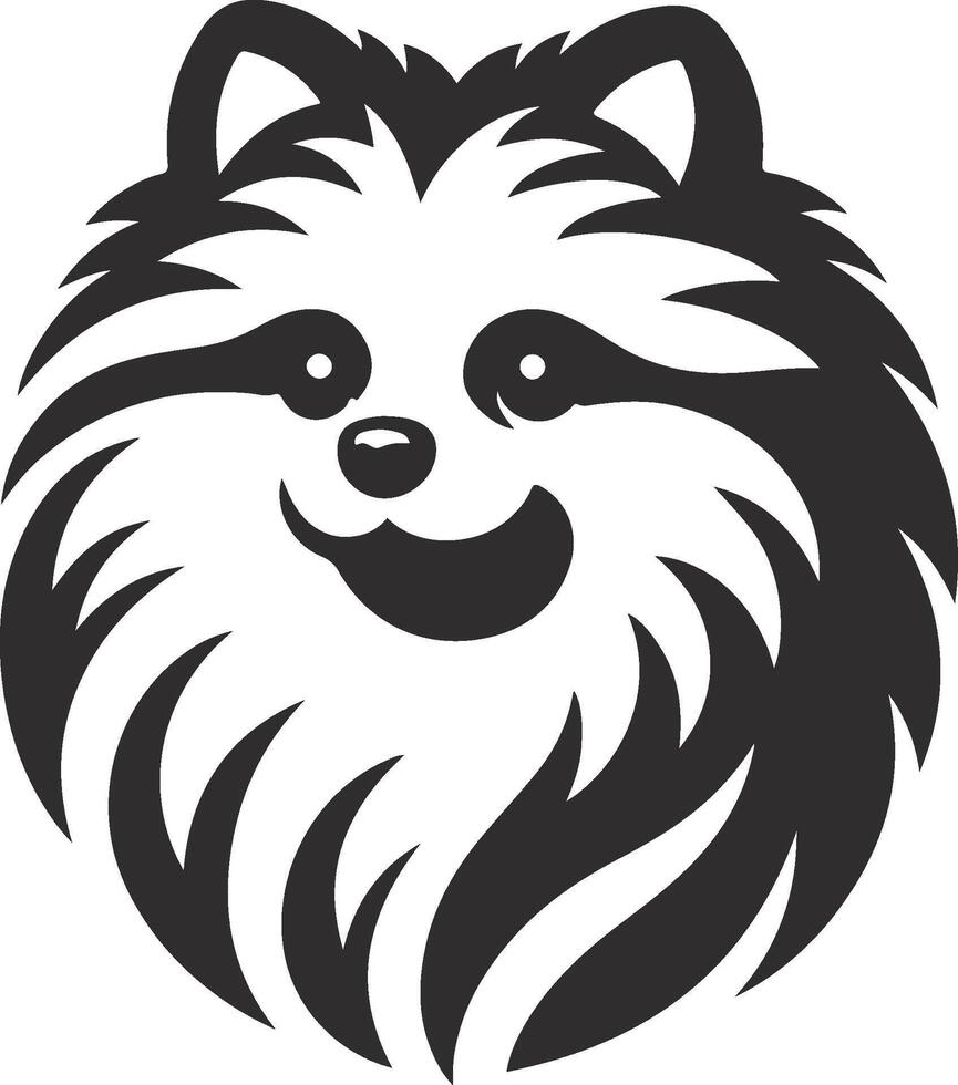 A black and white pomeranian dog head vector