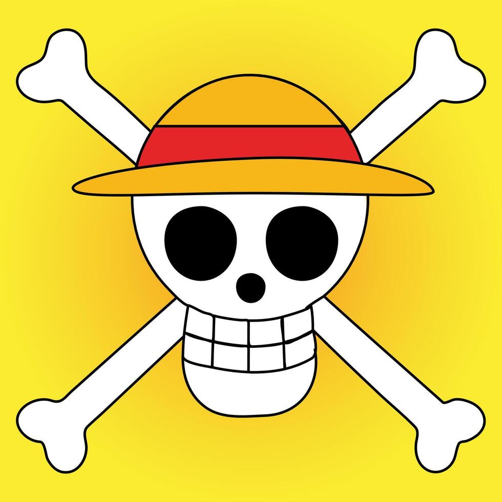 Luffy skull illustrator. Anime character design vector