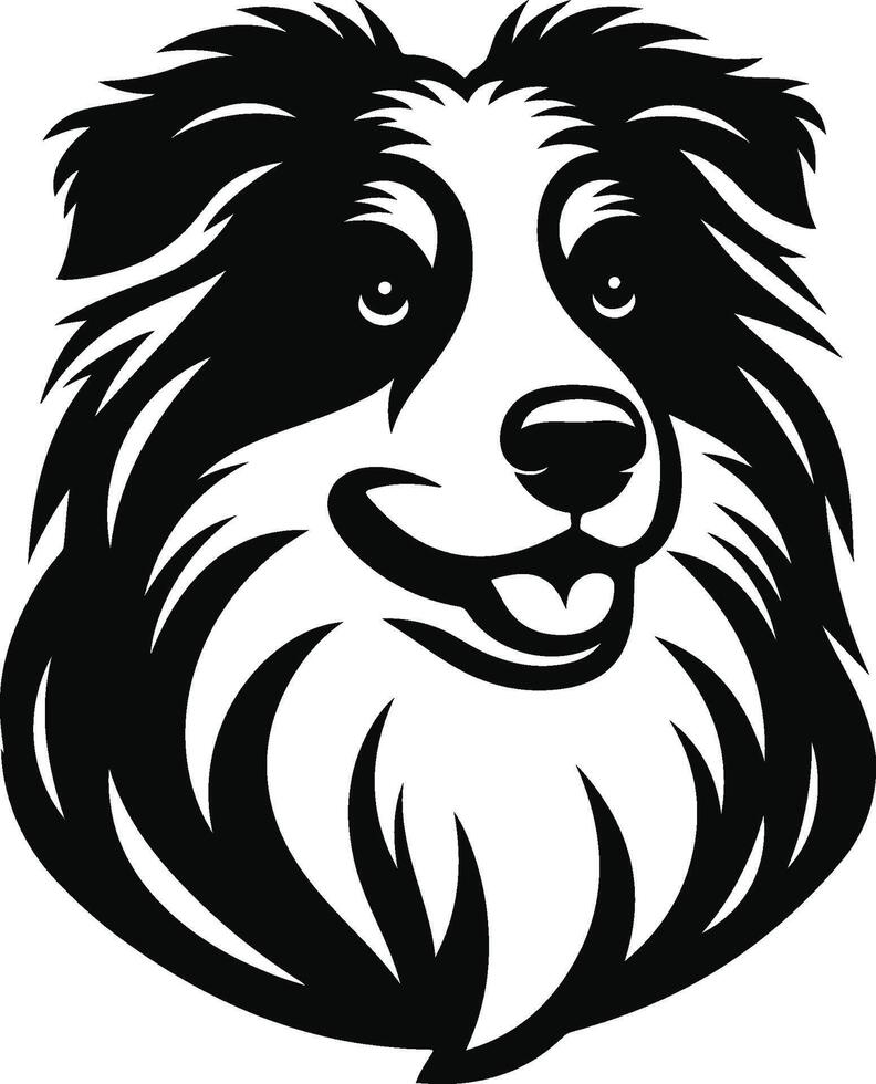 A black and white dog head with a smile vector