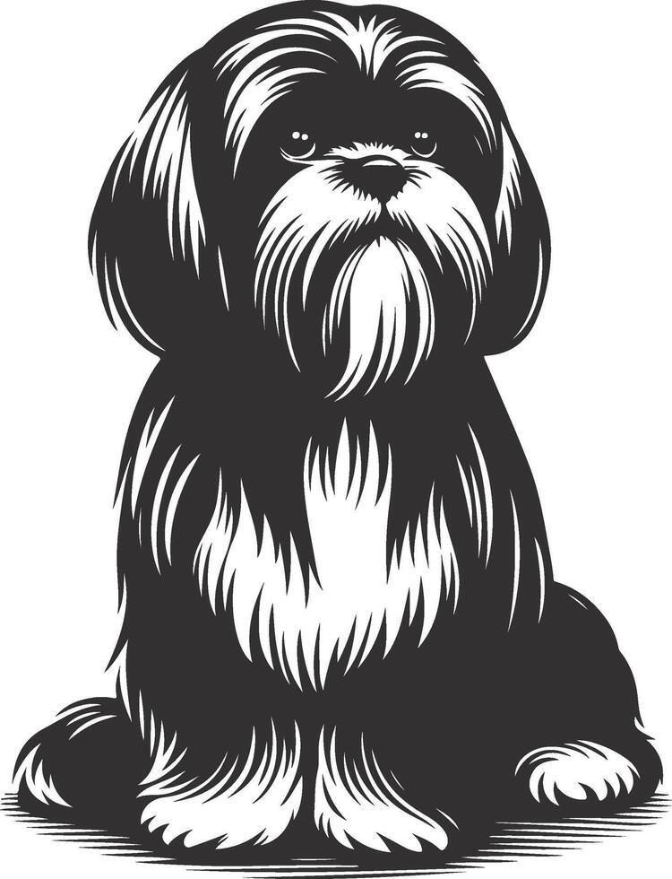 Shih Tzu poses Very cute silhouette Dog Design vector