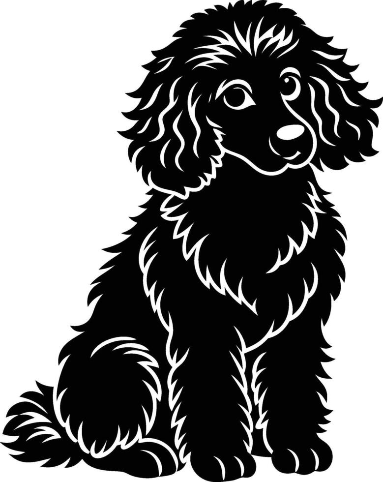 Black and white dog silhouette on a white background vector