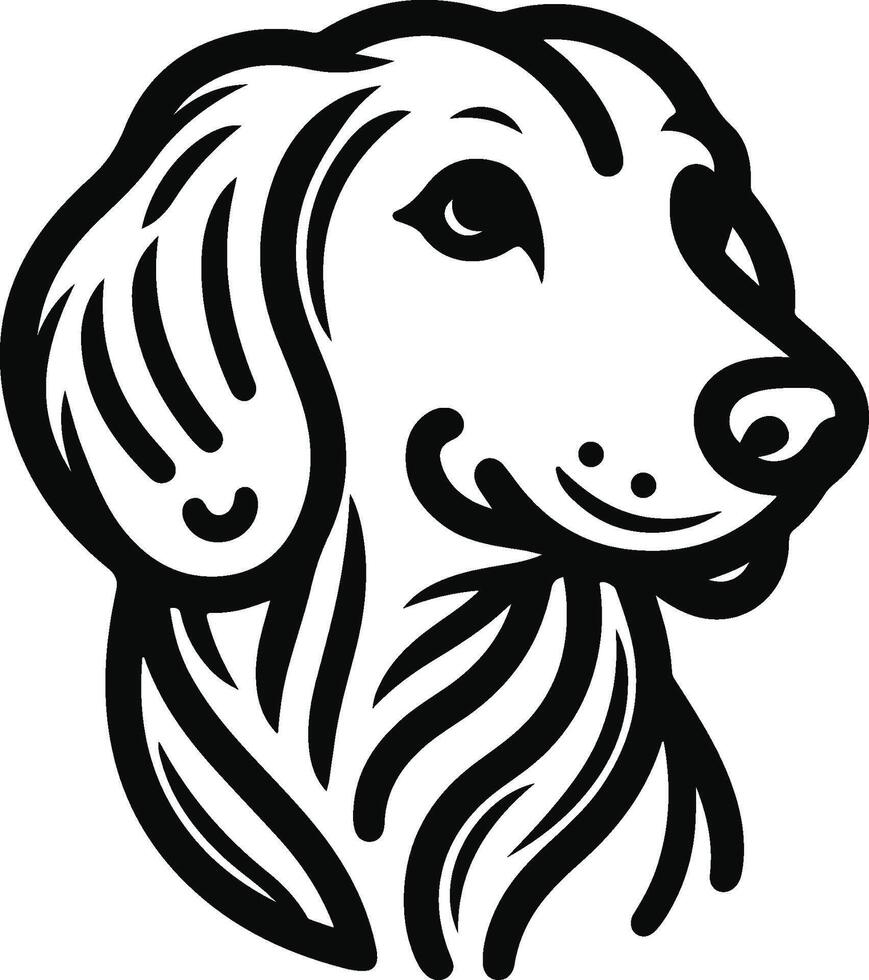 A black and white drawing of a dog's head vector