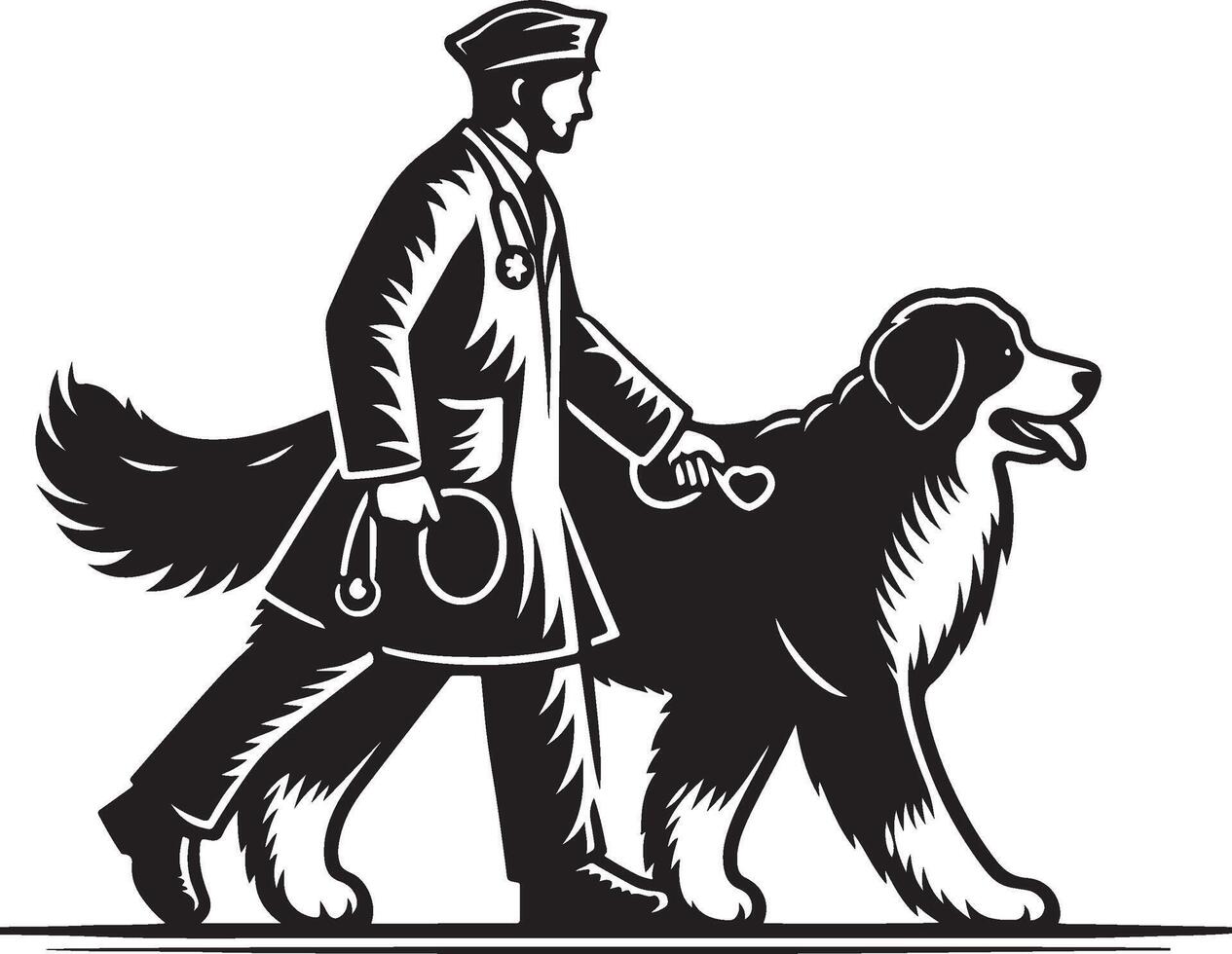 Vet with dog illustration vector