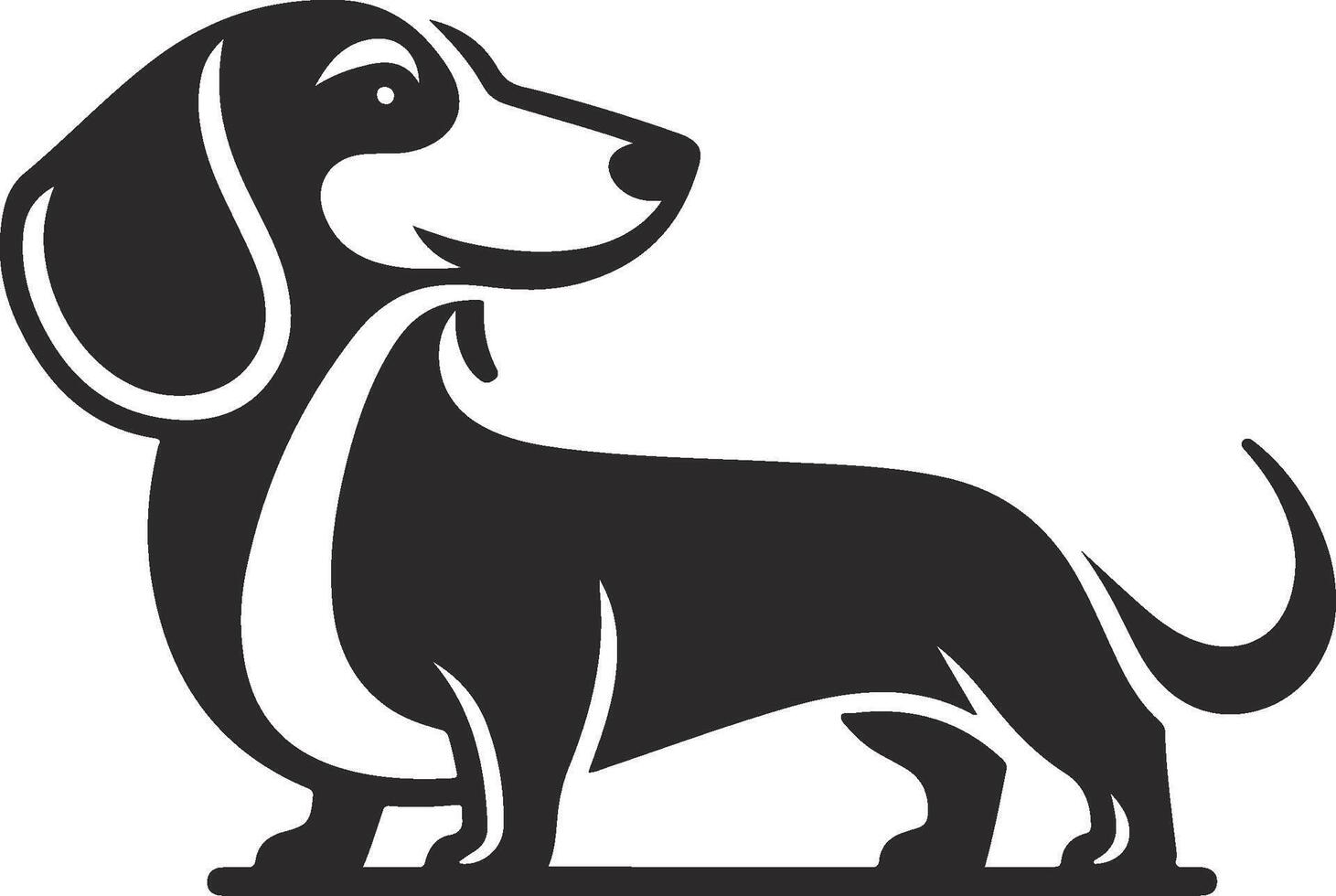 A black and white dachshund dog logo vector