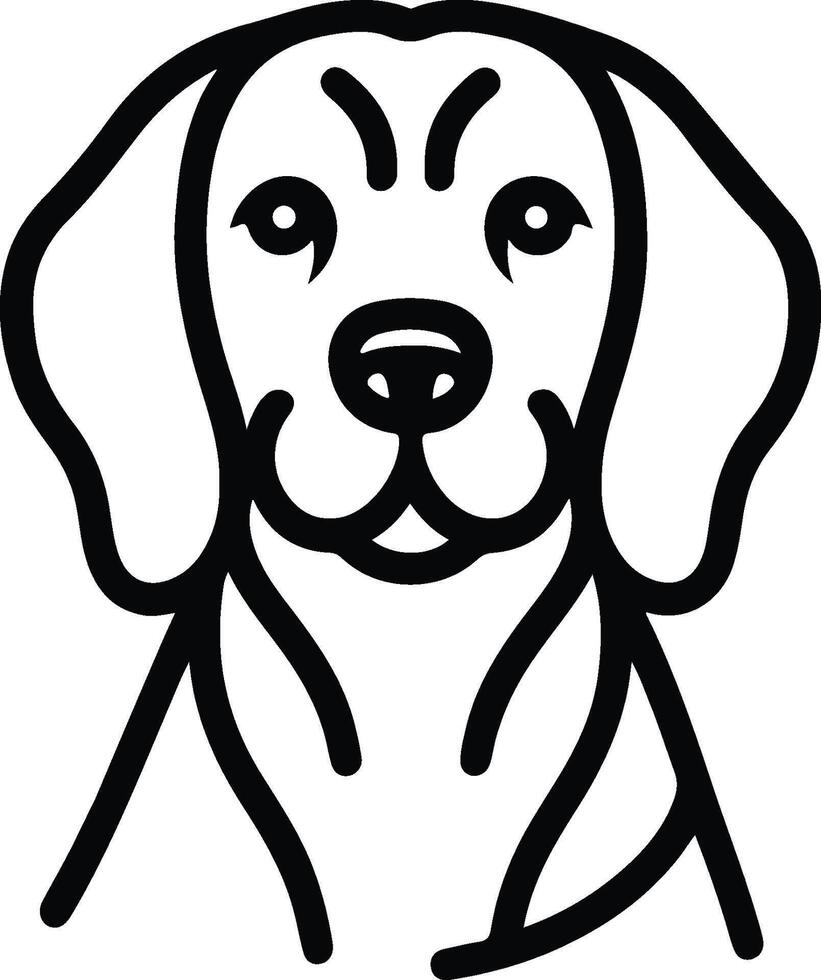 A dog's head is shown in a black and white drawing vector