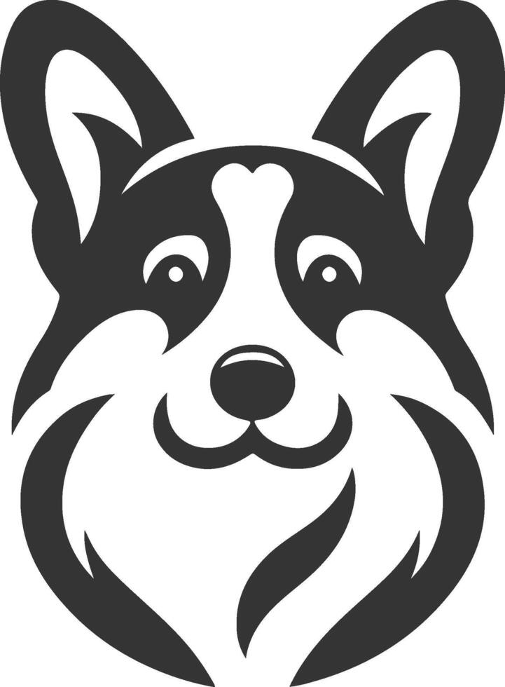 A black and white dog head on a white background vector