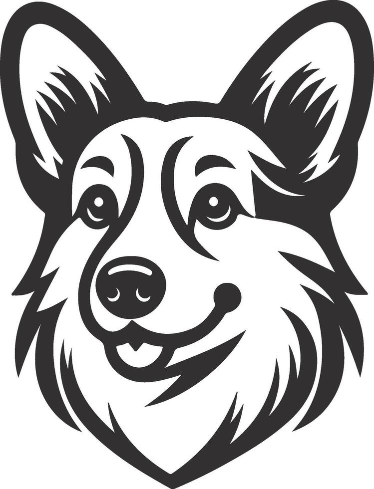 A black and white image of a dog's head vector