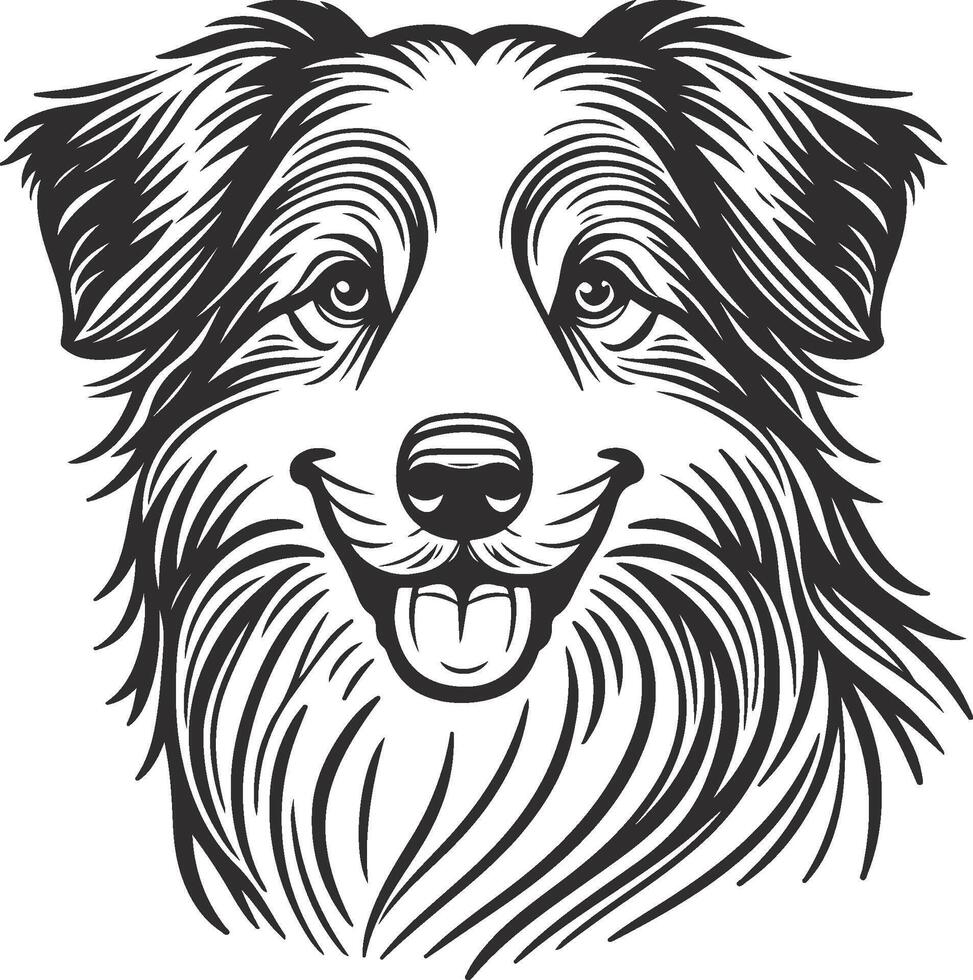 A black and white drawing of a dog's face vector