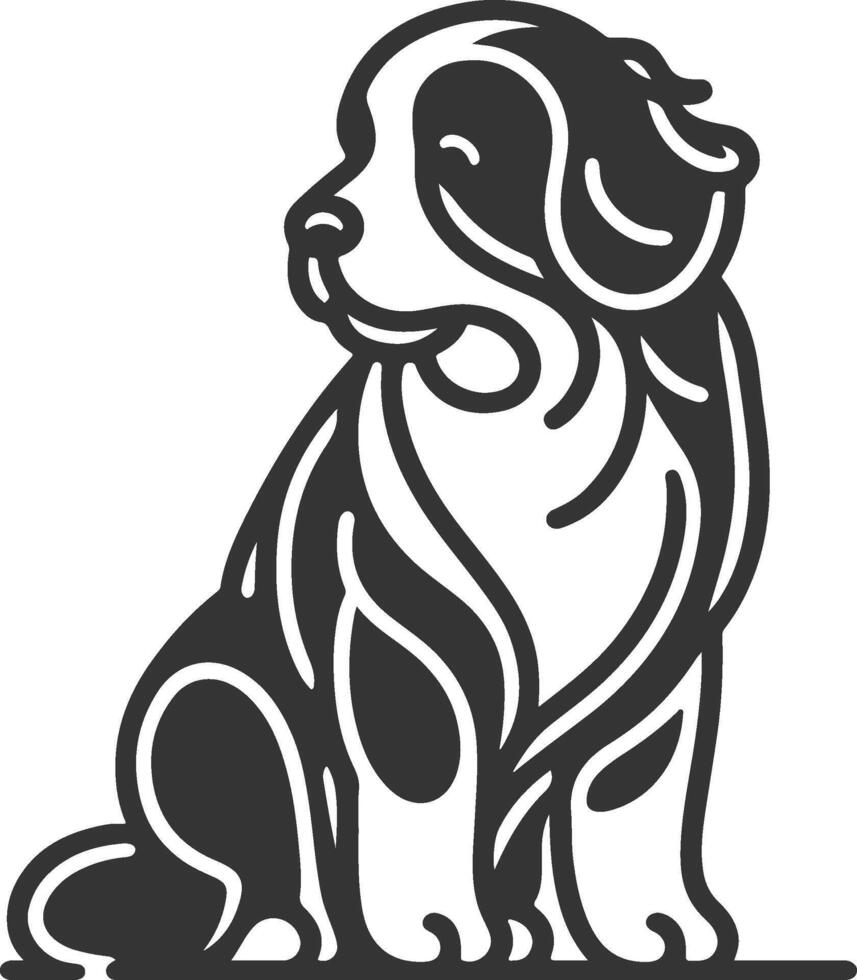 A black and white illustration of a dog sitting vector