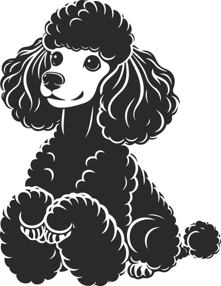 Black poodle dog sitting down on a white background vector